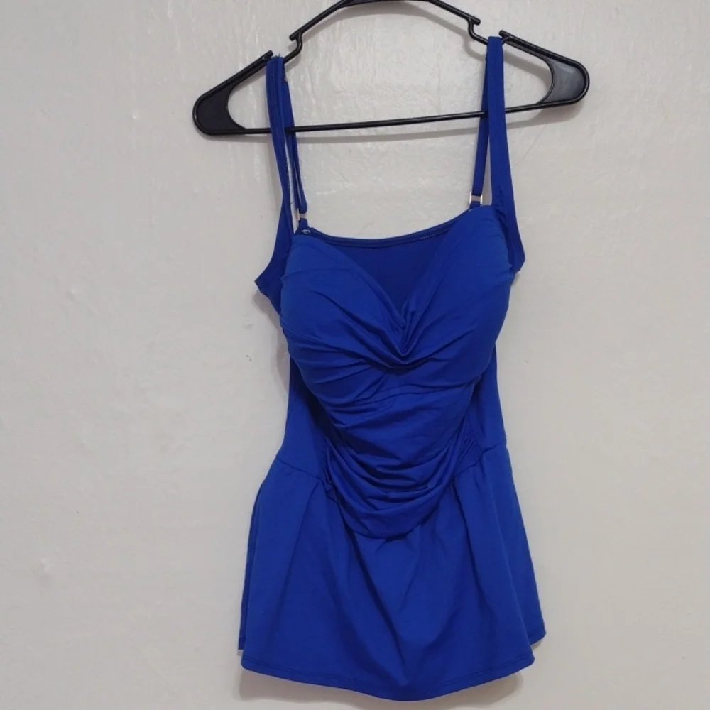 La Blanca Island Goddess Royal Blue Swim Dress Size 14